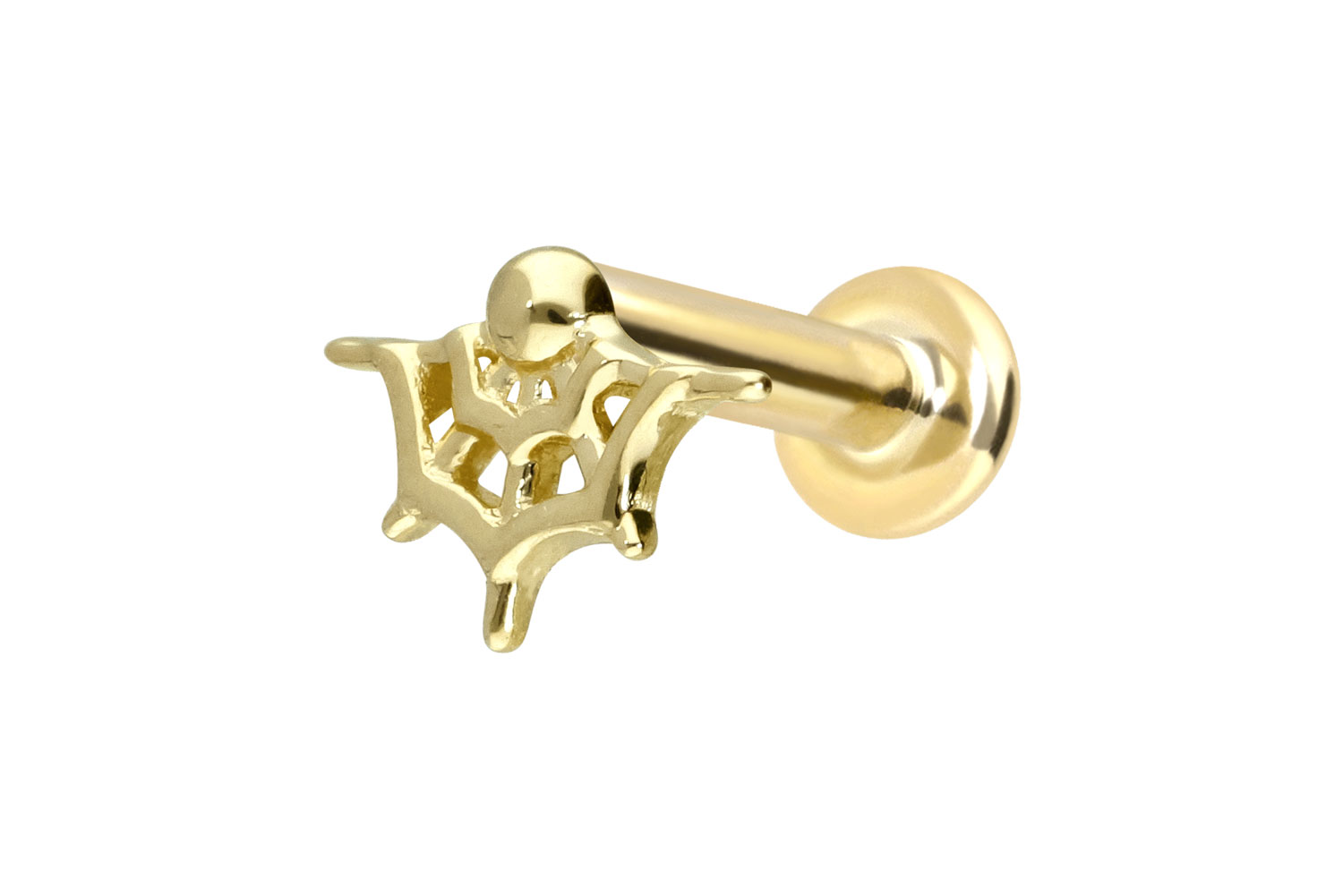 14 Karat Gold Labret Piercing mit Push Fit SPINNENNETZ